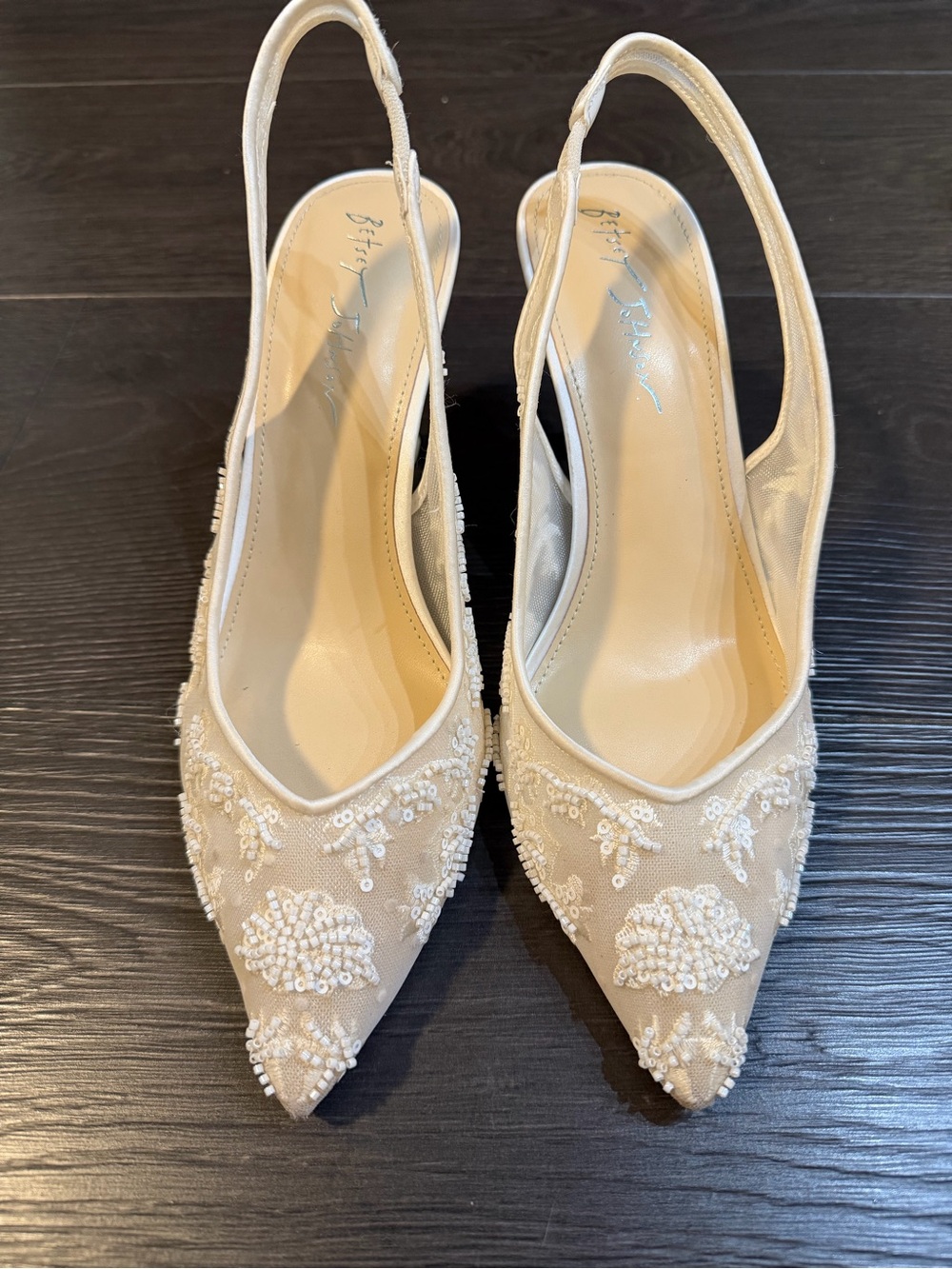 Steve Madden Ivory Beaded Slingback Heels